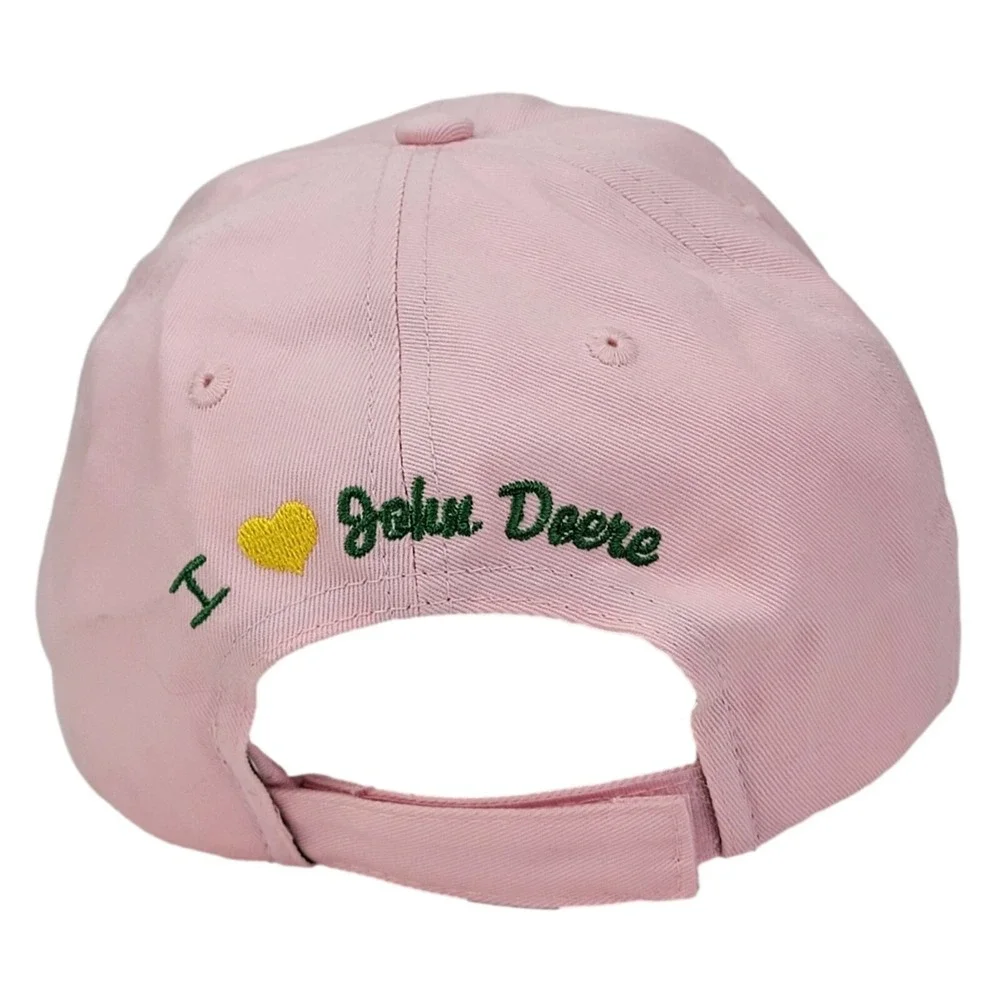John Deere Logo Hat Women OS Pink Cotton Embroidered Adjustable Baseball Cap SEO